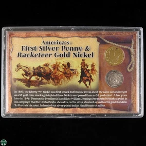 America's First Silver Penny & Racketeer Gold Nickel - Historic Plated Coins - Picture 1 of 6