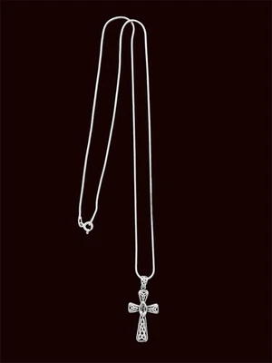 Sterling Silver Amethyst Celtic Design Cross Pendant Necklace, 24" - Image 1 of 4