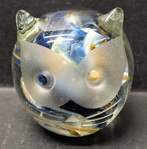 Fermacarte gatto Kerry vetro fatto a mano blu e oro vortice made in Ireland 3" - Foto 1 di 7