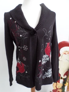 Cardigan maglione donna piccolo Christopher & Banks nero collo sciallato CARDINALI - Foto 1 di 8