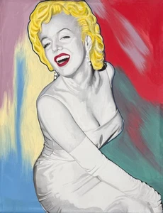 Steve Kaufman "Marilyn - Dior Look (No Bottle)" | Large Unique Painting | 47x36" - Picture 1 of 3