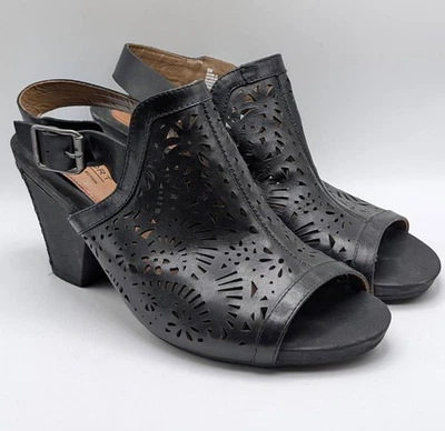 Rockport Cobb Hill Black Leather Cut Out Womens Size 9 Pumps Heels Sandals Wedge - Image 1 of 4