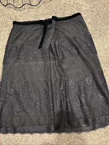 GONNA da festa ANN TAYLOR nera in pizzo DONNA TAGLIA 10 foderata con paillettes - Foto 1 di 6