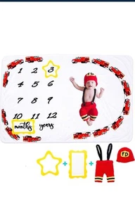 Cozy Snuggles Baby Monthly Milestone Blanket Boy Large 40 X 60 Inches - Picture 1 of 3