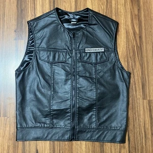 Sons of Anarchy SOA Faux Leather Vest Men's  L Motorcycle Skull Gun Made in USA - Picture 1 of 13