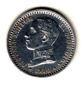 ESPAÑA 50 centimos plata 1910 PG. V *1* *0* Rey Alfonso XIII - Imagen 1 de 2
