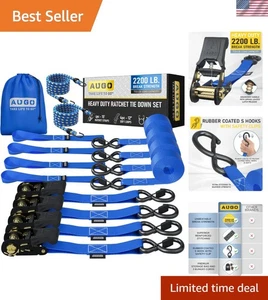 Cinghie a cricchetto resistenti 15 piedi confezione da 4 - resistenza alla rottura 2200 libbre con blocco di sicurezza - Foto 1 di 9