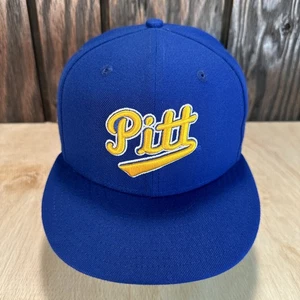 New Era 7 1/4 Pitt Panthers Fitted Hat Blue Script Pittsburgh Green Under Brim - Picture 1 of 11