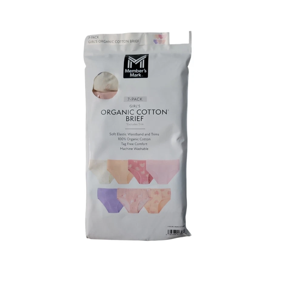 Member's Mark Girls 7-Pack Tag-Free Organic Cotton Brief (Unicorn, XL (14/16)) - Image 1 of 3