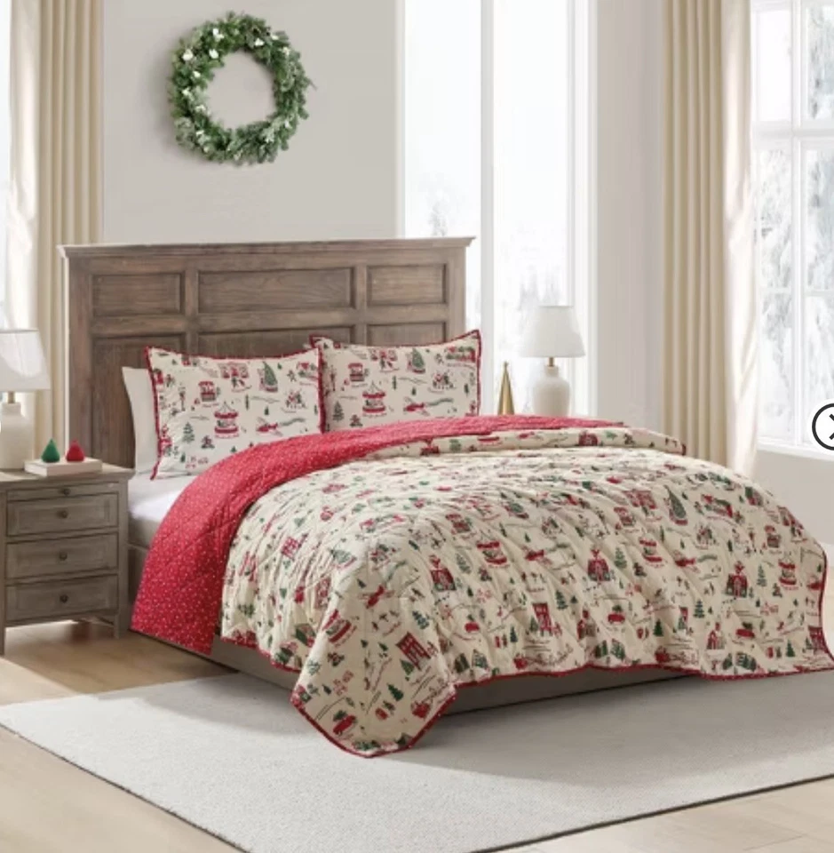 Juego de edredón Hallmark Christmas Village Holiday Queen completo Foto 1 de 4