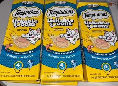 Temptations Lickable Spoons Tasty 2 flavors -9 Boxes of 4 Spoons, 36TOTAL ex6/26 - Image 1 of 3