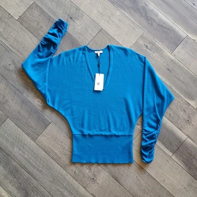 $146 Jersey Reiss Jolie Cuello en V Profundo Mezcla Cachemira Manga Acanalada M Lana U74-829 Foto 1 de 4