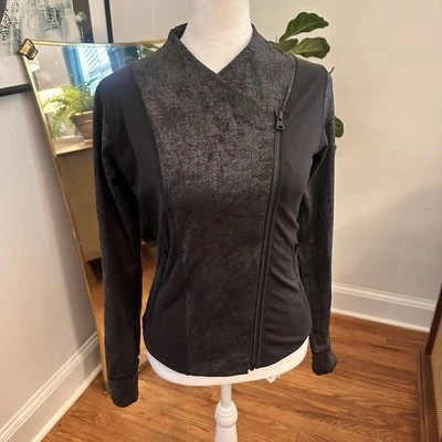 New Balance Faux Leather/Suede Black Nylon Full Zip Jacket with logo Size XS - Image 1 of 4