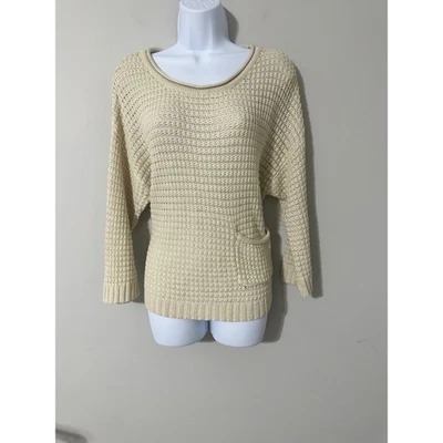 Suéter Top Missguided Crema Tejido Gofre Manga Dolman Pequeño Bolsillo Acogedor Talla M Foto 1 de 4