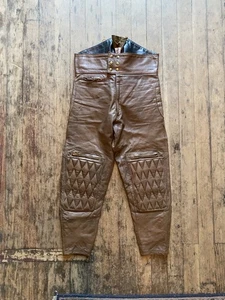 Vintage Langlitz Leder Motorrad Radhose Racing Custom gesteppt Raute - Bild 1 von 24
