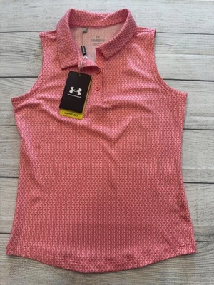 Under Armour Shirt Youth Girls Medium 10-12 Pink Sleeveless Golf UPF 30 Athletic - Image 1 of 4