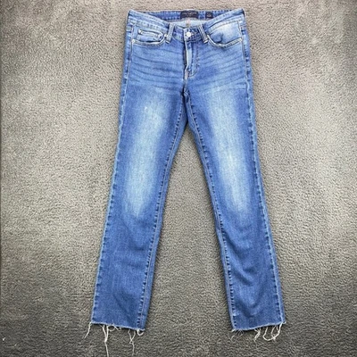 Lucky Brand Sweet Straight Jeans Mid Rise Blue Denim Distressed Hem Women 2/26 - Image 1 of 4