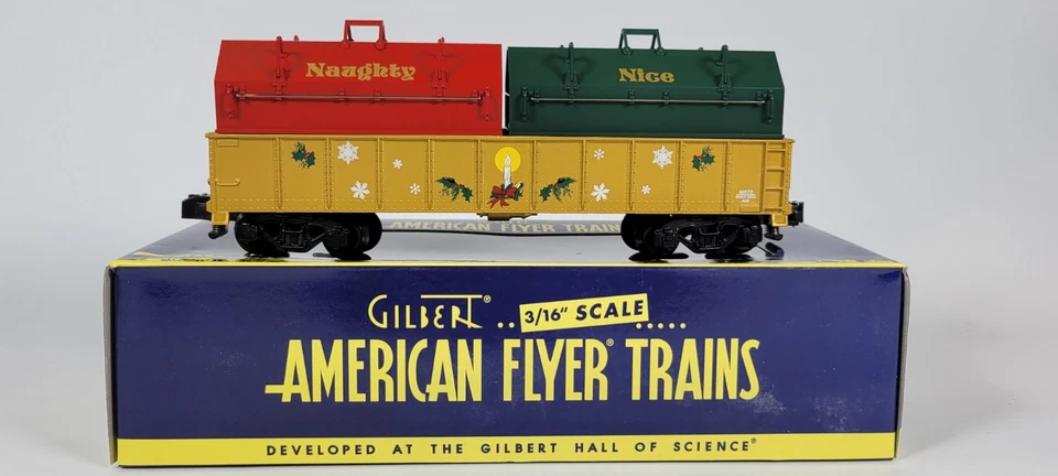 S-Gauge Lionel American Flyer 6-48572 Christmas Gondola W/Coil Covers NIB - Image 1 of 4