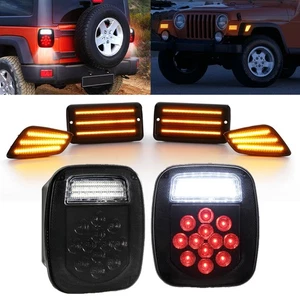 Led Front Bumper Side Marker Turn Signal Light+Tail Light For Wrangler TJ 97-06 - Picture 1 of 12