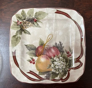 222 Fifth YULETIDE CELEBRATION Square 6 1/4" Bread, Dessert Plates Set of 4 - Picture 1 of 3