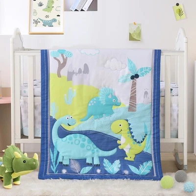 Wowelife Dinosaurio Mini Juego de Ropa de Cama para Niños Azul Premium 3 Piezas Bebé Be... Foto 1 de 4