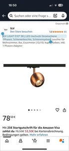 SLV LIGHT EYE® 90 | LED Hochvolt-Stromschiene 1Phasen, Schienenleuchte Kupfer - Bild 1 von 4