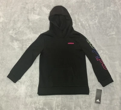 Adidas Suéter Niñas Pequeño Negro Sudadera con Capucha Pullover Aire Libre Informal Jóvenes Niños 7/8 Foto 1 de 4