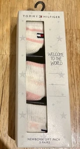 Tommy Hilfiger Newborn Socks Gift Set 3 Pack Pink White Super Cute New In Box - Picture 1 of 3