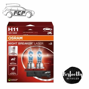 OSRAM Night Breaker Laser (Next Generation) +150% H11 Car Headlight Bulbs (Twin) - Picture 1 of 5