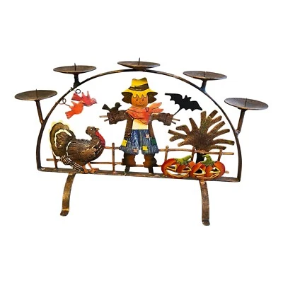 Candelabro decorativo de metal con tema de otoño y cosecha 5 candelabros votivos 14x11 Foto 1 de 4