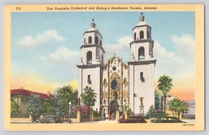 Postal Arizona Tucson Catedral de San Agustín y Residencia del Obispo De Colección - Imagen 1 de 2
