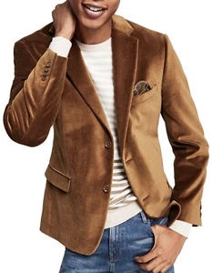 Alfani Mens Slim-Fit Velvet Two-Button Sport Coat Gold Blazer , 40L - Picture 1 of 5