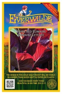 1000 Super Red Romaine Romaine Lettuce Seeds - Everwilde Farms Mylar Seed Packet - Picture 1 of 3