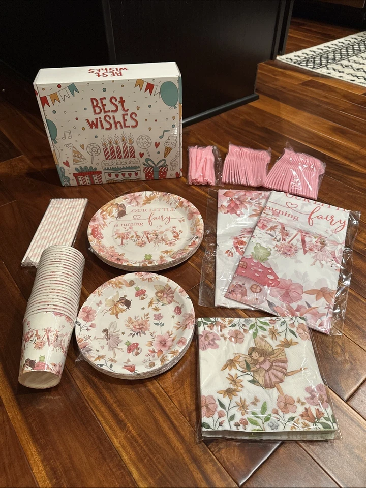 Party Supplies 2nd Birthday Kids Toddler Cups Plates Napkins Tablecloth Utensils - Image 1 of 4