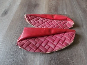 VINTAGE PLASTIC ZIP ON ARM REST COVERS RED - Picture 1 of 1