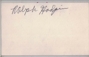 RALPH HODGIN Auto/Autograph 3x5 Index Card Bees/White Sox (1915-2011)