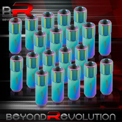 M12 X 1.5" Wheel Rims Thread Pitch Extended Aluminum Lug Nuts 20 PCS Neo Chrome - Image 1 of 3