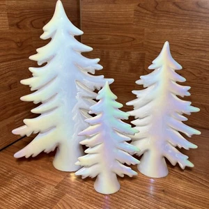 Graduated Porcelain Iridescent Trees Valerie Pearl Set Of 3 - Picture 1 of 5