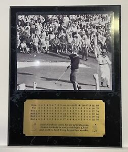 Jack Nicklaus Masters option 8x10 Photo plaque with engraved 4 round scorecard 