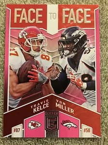 2018 Panini Elite TRAVIS KELCE vs VON MILLER Face To Face Insert Chiefs Broncos - Picture 1 of 4