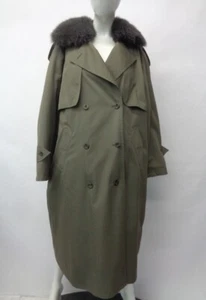 SHOWROOM NEW SHEARED NUTRIA FUR LINED RAINCOAT COAT W/FOX WOMEN WOMAN SIZE 8-10 - Picture 1 of 5