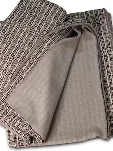 White Brown Print Fabric By The Yard 3.75yds 67” Wide Medium Weight - Picture 1 of 14