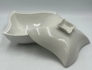 Vintage Godinger Silver Art Co: Siena 1 Qt Ceramic Chafing Casserole Dish w/ Lid - Picture 1 of 20