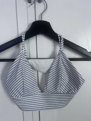 H&M Blue & White Striped Bikini Top Size 6 - Image 1 of 4