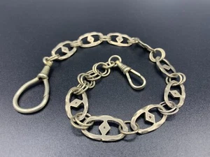 Antike Art Deco Chatelaine Taschenuhrkette gemarkt R.B GARANTIE zwei Hundeclips - Bild 1 von 12
