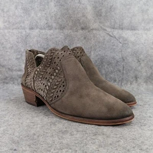 Vince Camuto Shoes Womens 10 Booties Fashion Leather Casual Woven Zip Block Heel - Picture 1 of 15