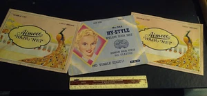 Lot 3 Vintage 1930's Color Package HAIR NETS Hy-Style & Aimcee Peacock Image - Picture 1 of 5