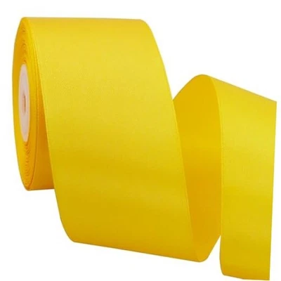  2 дюйма x 25 ярдов шириной золотой атласной ленты твердой ткани 2 дюйма шириной желтый - Изображение 1 из 4