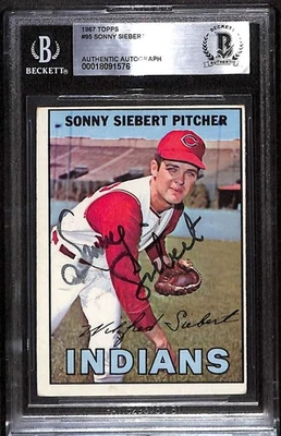 Topps 95 1967 Sonny Siebert BGS autografiado BAS auténtico C99777 Foto 1 de 3