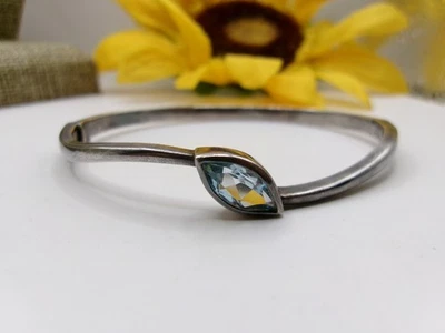 Pulseira articulada vintage prata esterlina 925 azul topázio - Imagem 1 de 4